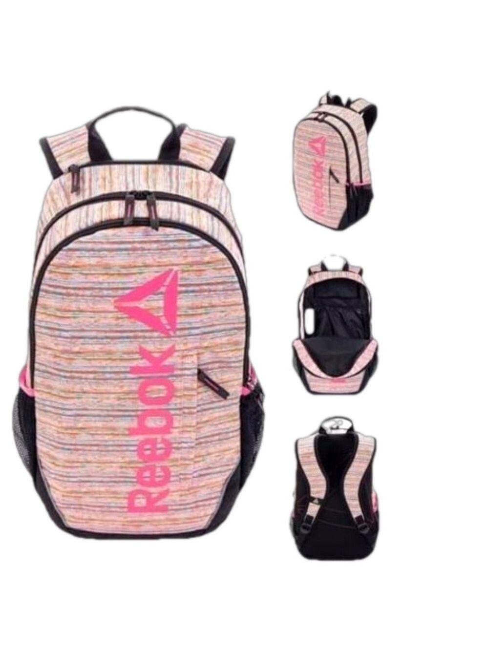 Reebok black pink rainbow trainer backpack